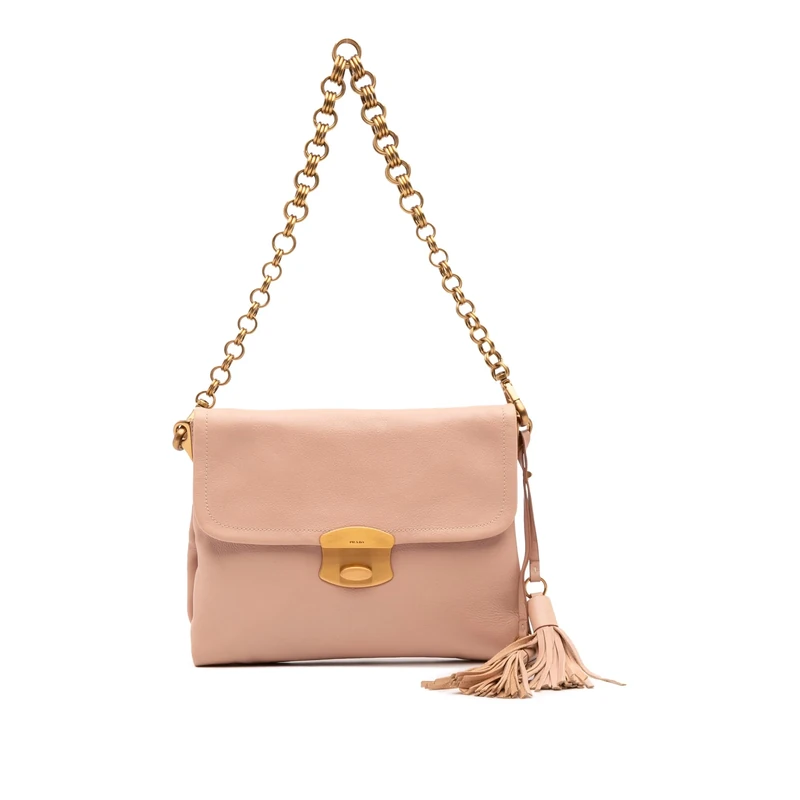 Pre-Loved Soft Calf Tassel Chain Shoulder Bag