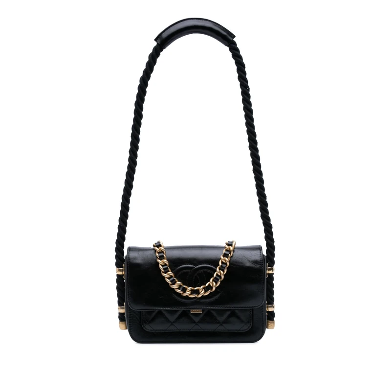 Chanel En Vogue Rope Flap Handbag - Black Calfskin Leather
