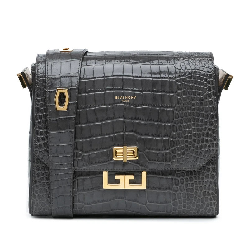Givenchy Pre-Loved Medium Croc Embossed Eden Crossbody
