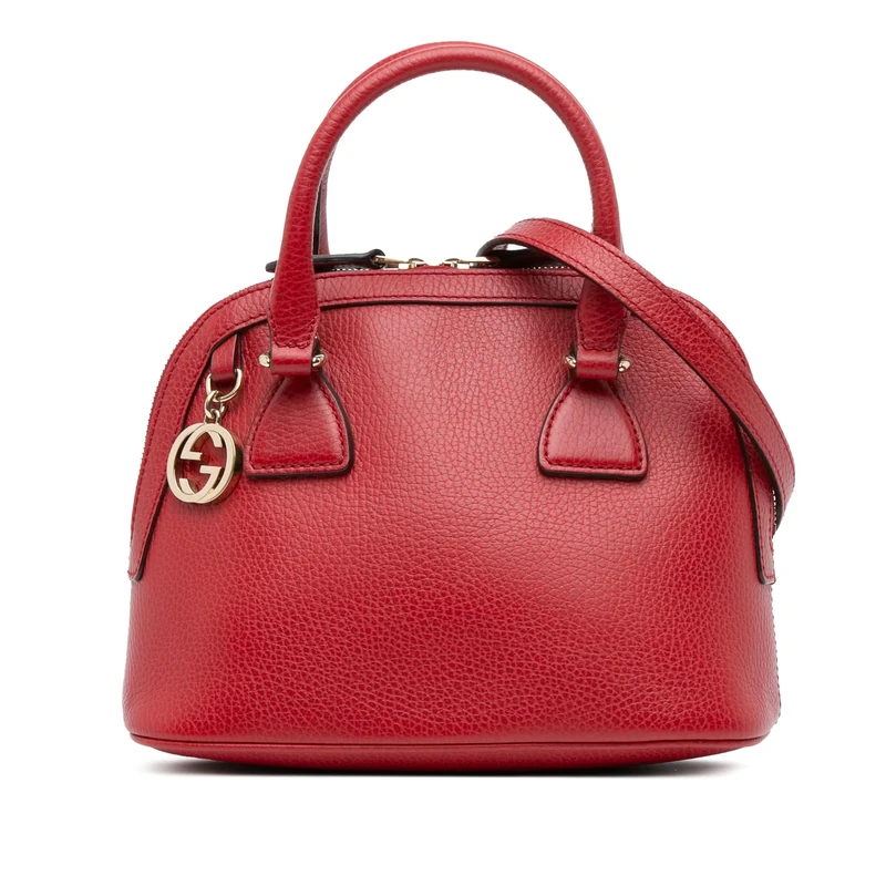 Gucci Pre-Loved Mini Leather GG Charm Dome Satchel Handbag