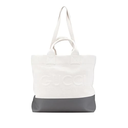 Gucci Pre-Loved Canvas Embossed Logo Tote Handbag