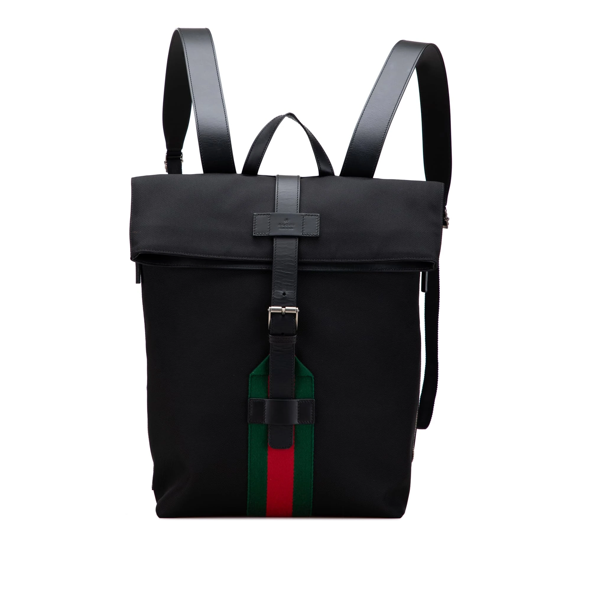 Gucci Pre-Loved Canvas Techno Web Fold Over Backpack