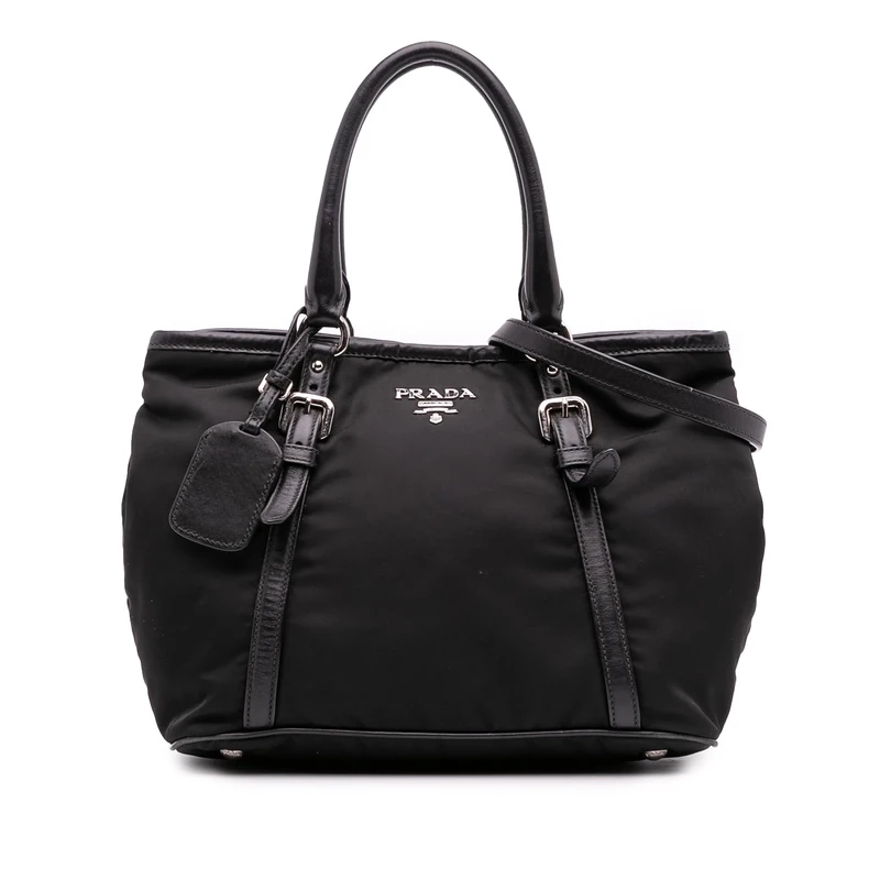Prada Pre-Loved Vitello Trimmed Tessuto Satchel Handbag
