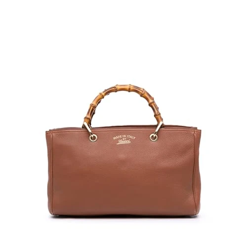 Gucci Pre-Loved Medium Calfskin Bamboo Shopper Satchel Handbag