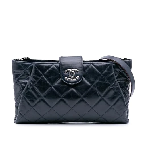 Chanel Pre-Loved Quilted Glazed Calfskin Coco Pleats Chain Clutch Crossbody Bag