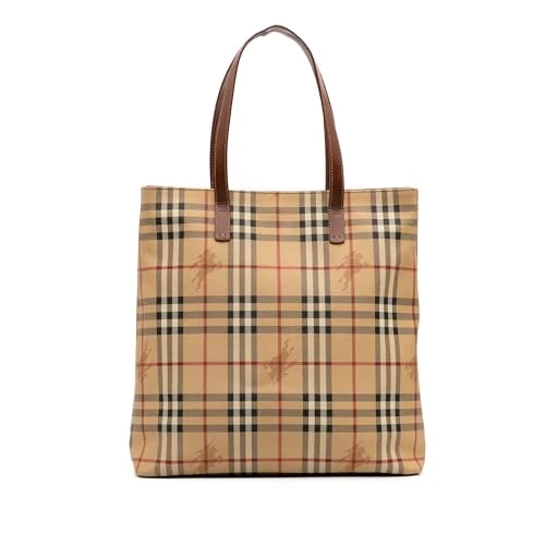 BURBERRY Pre-Loved Haymarket Check Coated Canvas Tote