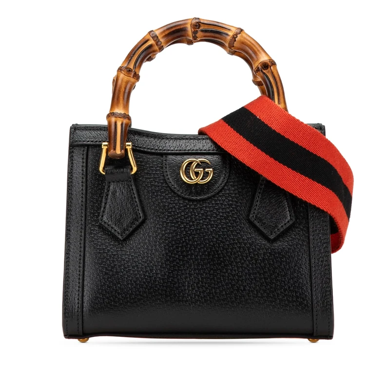Gucci Pre-Loved Small Calfskin Bamboo Diana Satchel Handbag
