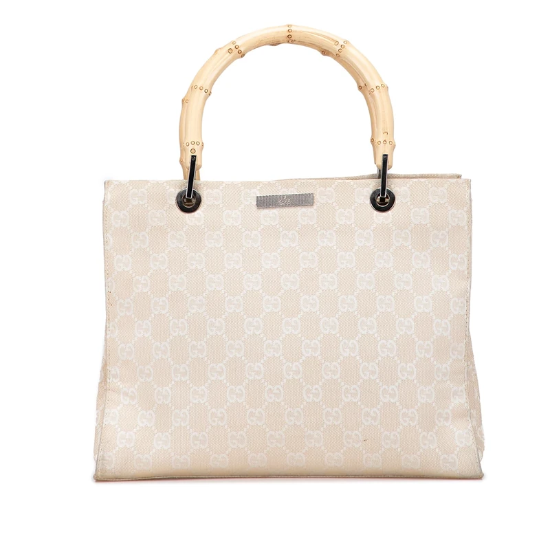 Gucci Pre-Loved GG Canvas Bamboo Satchel Handbag