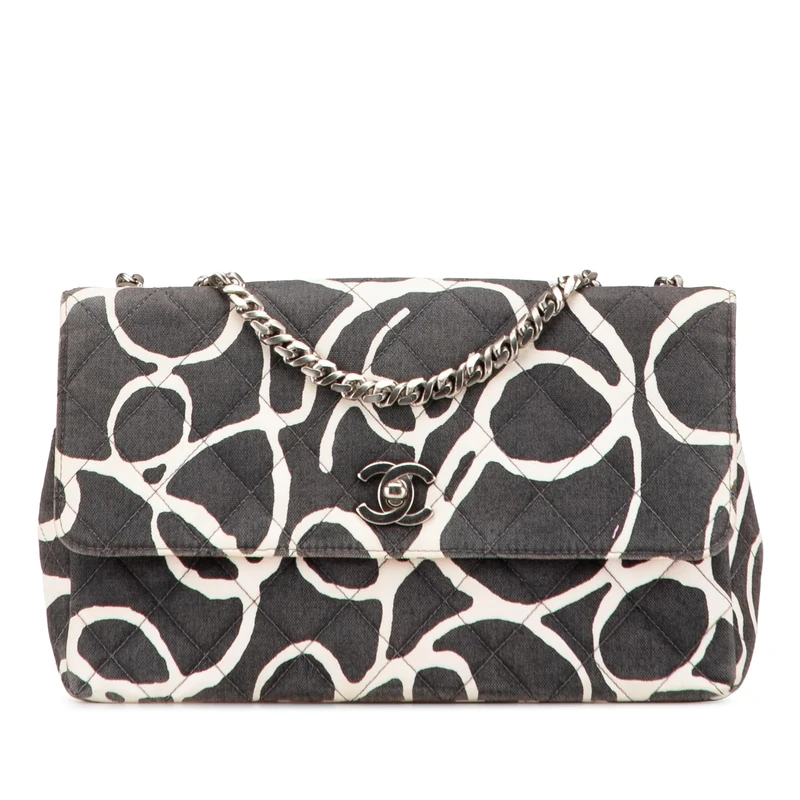 Chanel Pre-Loved Medium CC Quilted Printed Canvas Single Flap Shoulder Bag