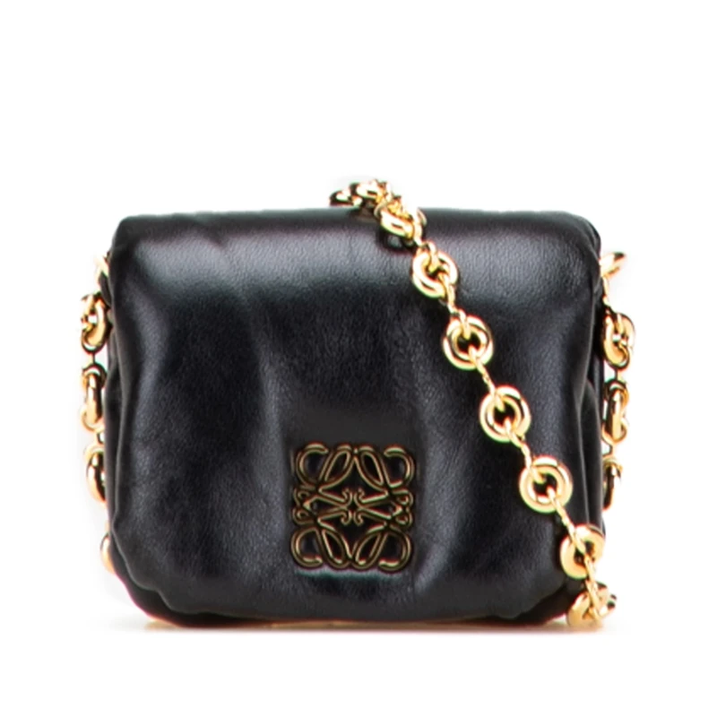 LOEWE Pre-Loved Shiny Lambskin Goya Puffer Case Crossbody Bag