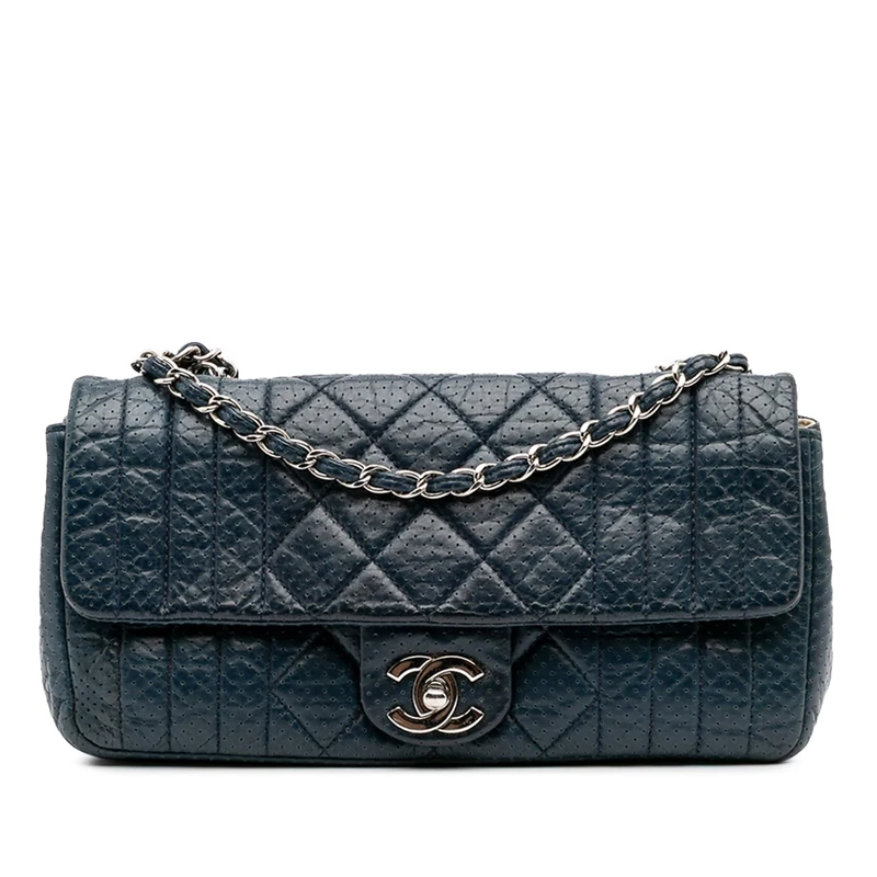 Chanel Pre-Loved CC Quilted Perforated Aged Calfskin Flap Crossbody Bag
