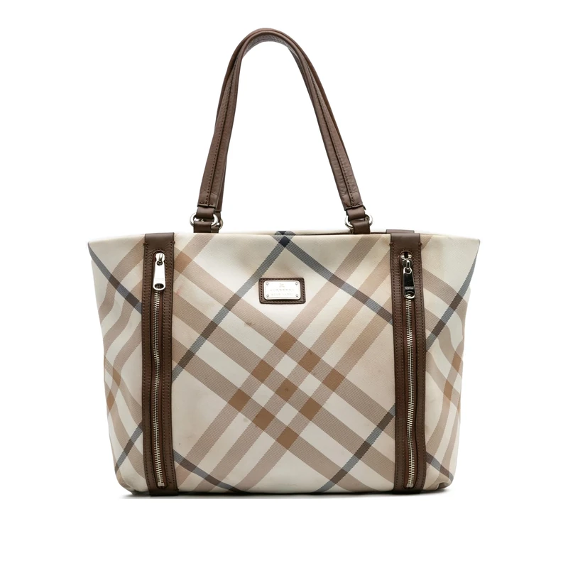 BURBERRY Pre-Loved Supernova Check Canvas Tote Bag