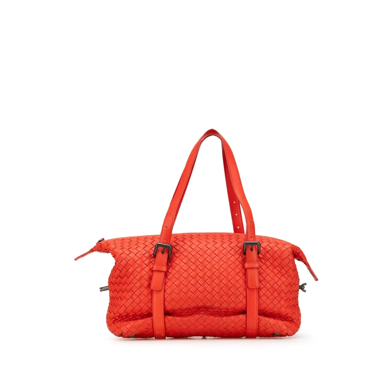 Bottega Veneta Red Nappa Intrecciato Montaigne Shoulder Bag