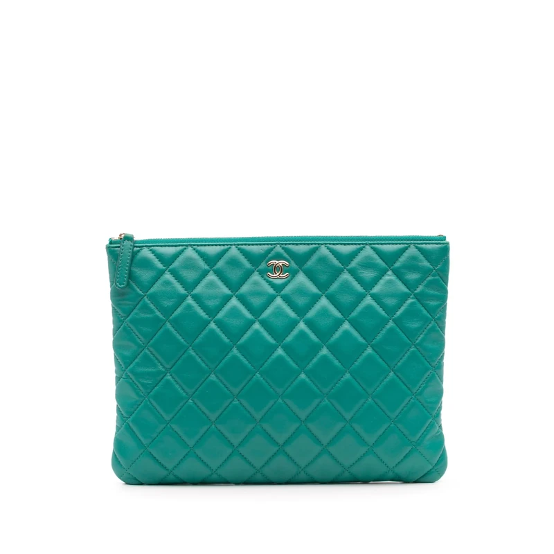 Chanel Pre-Loved Medium Quilted Lambskin O Case Clutch Bag