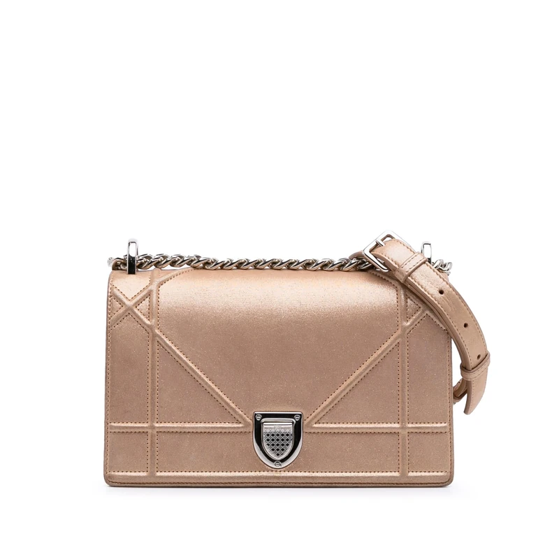 Pre-Loved Small Iridescent Lambskin Diorama Flap Crossbody Bag