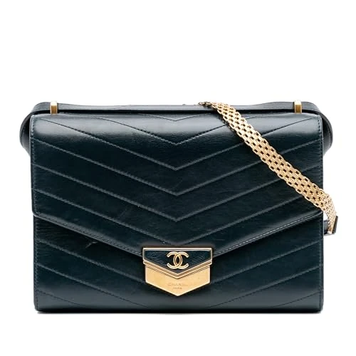 Chanel Pre-Loved CC Chevron Calfskin Medal Flap Crossbody Bag