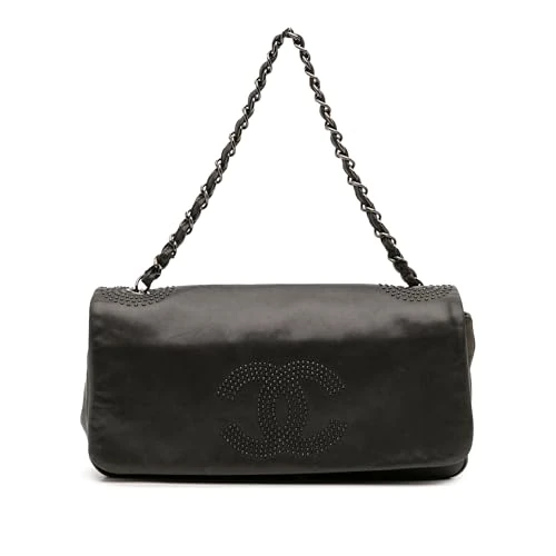 Chanel Pre-Loved CC Studded Lambskin East West Flap Shoulder Bag