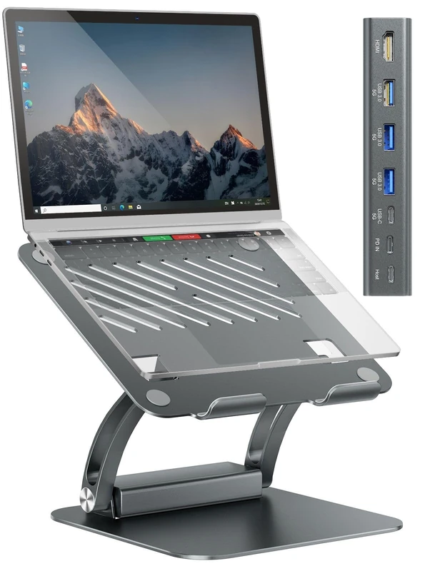 EXSYS EX-1224HM Laptop Stand with 7-in-1 USB-C Docking Station Removable - Image 1