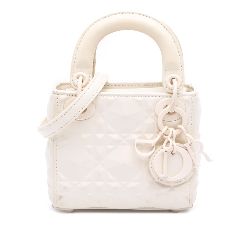 Dior Pre-Loved Micro Ultra Matte Calfskin Cannage Diamond Motif Lady Handbag