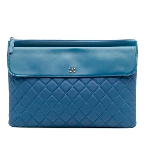 Chanel Pre-Loved Large Quilted Lambskin Flap O Case Clutch