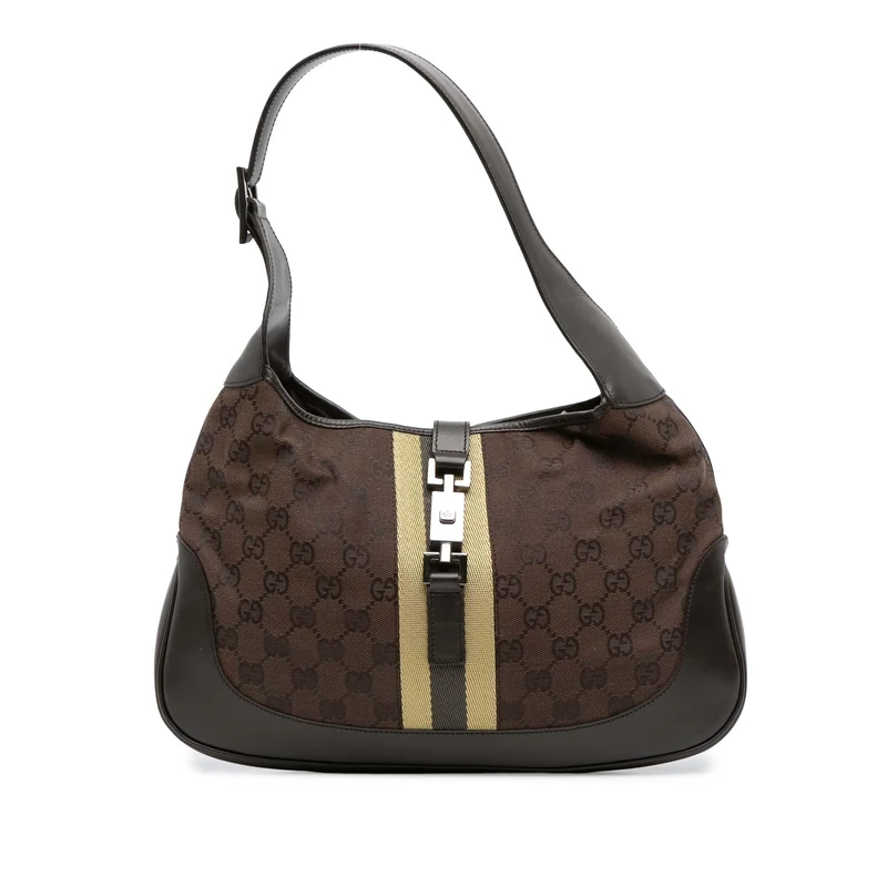 Pre-Loved GG Canvas Web Jackie Shoulder Bag