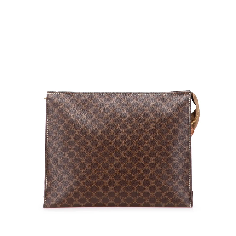 Celine Pre-Loved Macadam Coated Canvas Clutch Bag