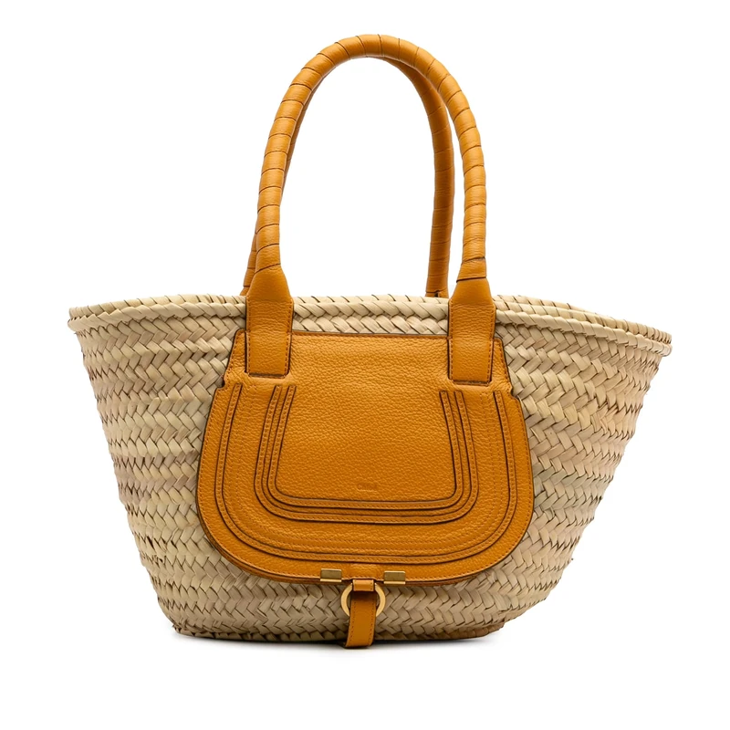 Chloé Pre-Loved Medium Raffia Marcie Basket Tote Bag