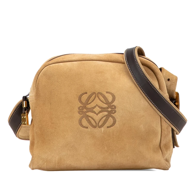 LOEWE Pre-Loved Suede Anagram Crossbody