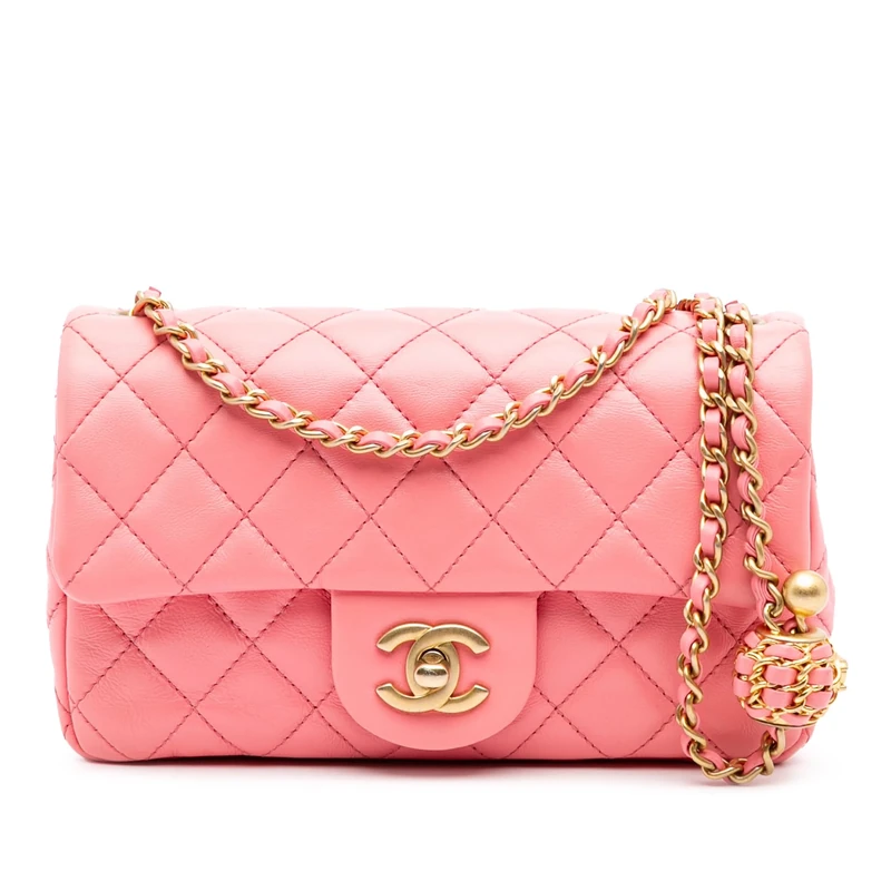 Chanel Pre-Loved Mini Rectangular Classic Lambskin Pearl Crush Single Flap Crossbody Bag