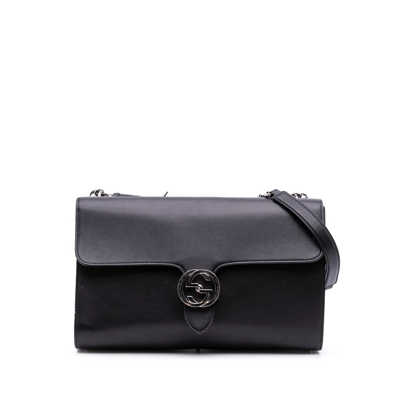 Gucci Pre-Loved Medium Leather Dollar Interlocking G Crossbody Bag
