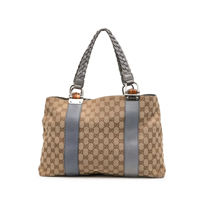 Gucci Pre-Loved GG Canvas Bamboo Libeccio Tote