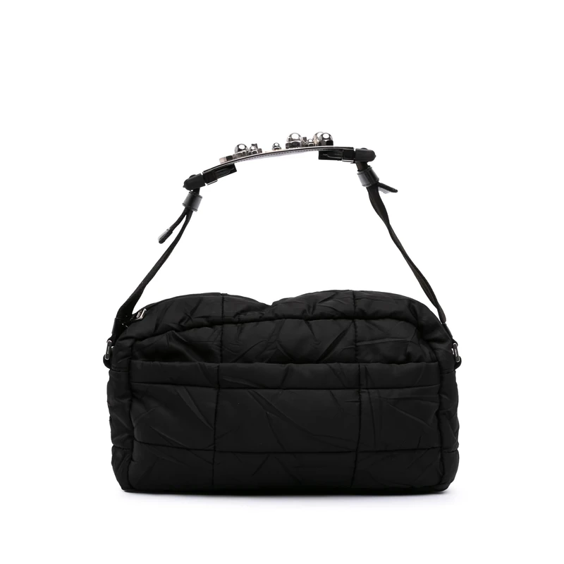 Prada Pre-Loved Quilted Tessuto Messenger Bag Crossbody