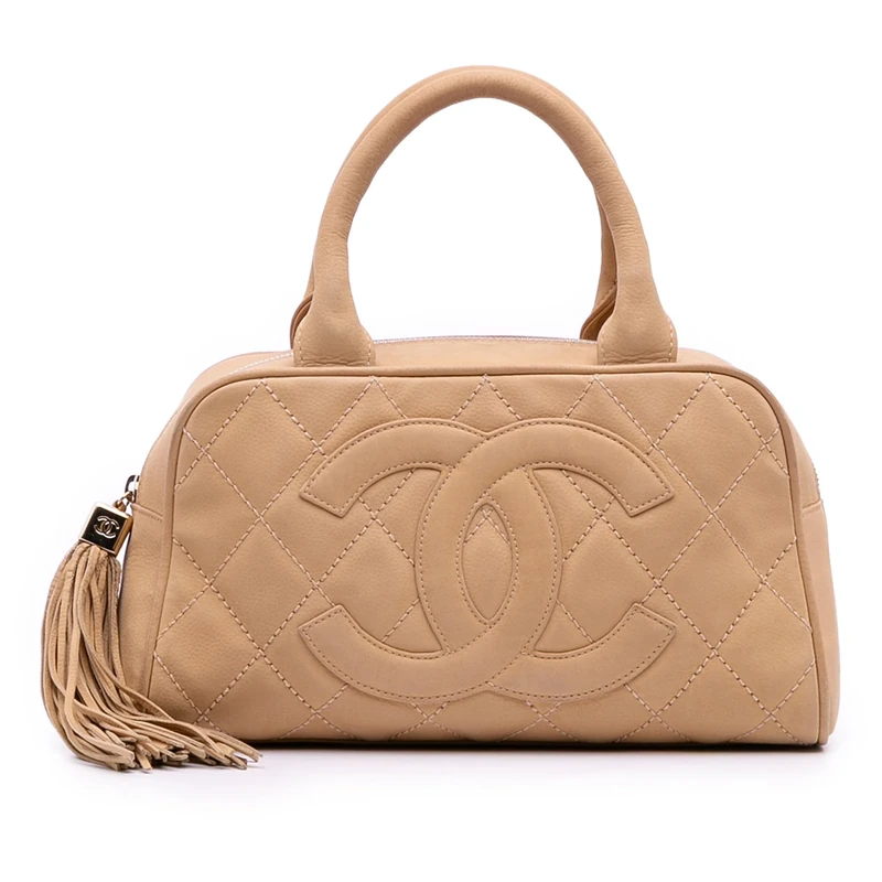 Chanel Pre-Loved CC Quilted Caviar Bowling Bag