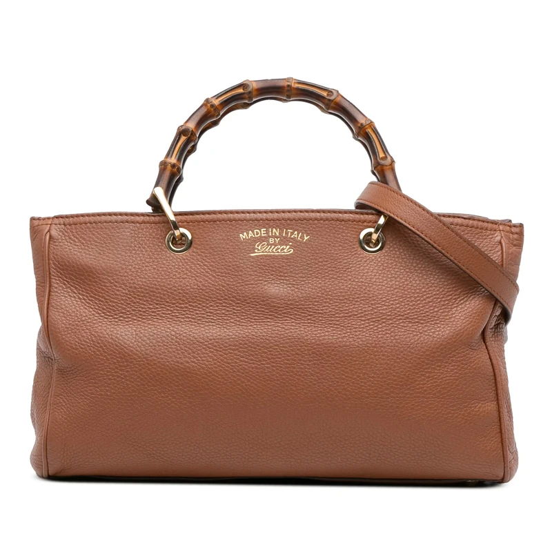 Gucci Pre-Loved Medium Calfskin Bamboo Shopper Satchel Handbag