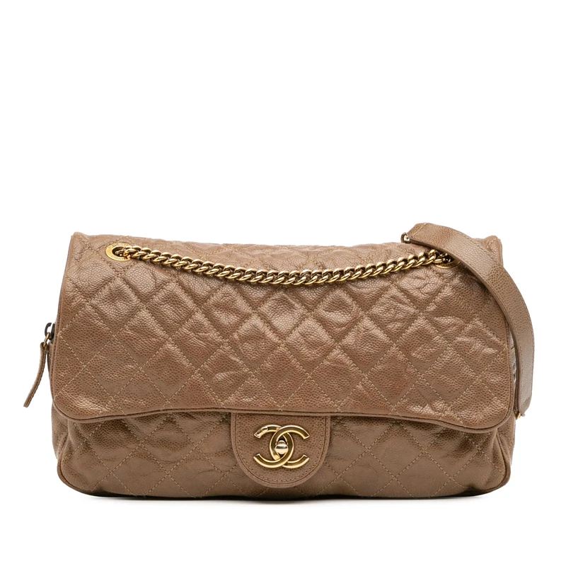 Chanel Pre-Loved Large Quilted Caviar Shiva Flap Crossbody Bag