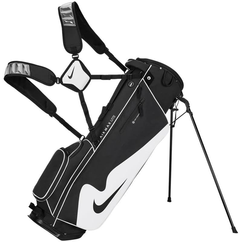 Nike Air Max Lite Standbag Golf – Lightweight golf stand bag with carrying straps – Comfortable golf carry bag – Sporty golf bag, Black/Pure Platinum/Black, One Size
