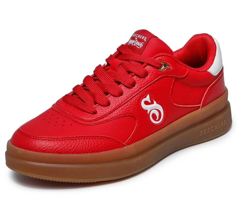 Skechers Men's Courtside Cali Dudez Trainers, Red Duraleather/White Trim, 7.5 UK
