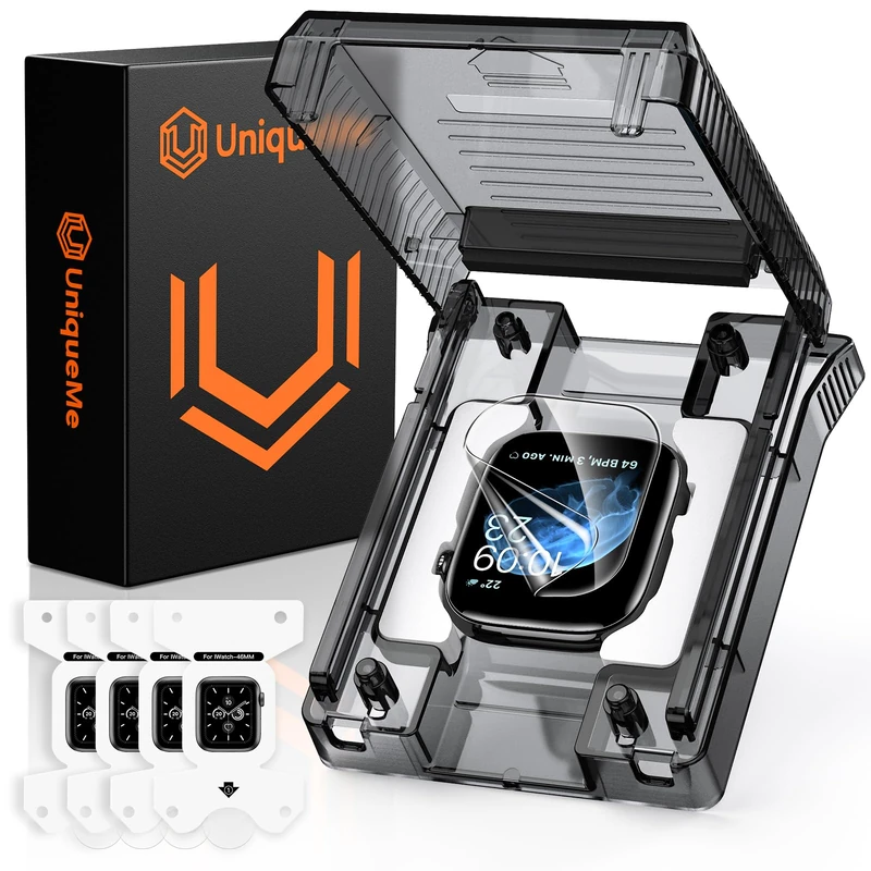 UniqueMe For Apple Watch 46 mm Screen Protector, Pack of 4 Screen Protectors for iWatch Series 11/10, Dust and Bubble-Free, HD TPU Film, [Easy Installation]