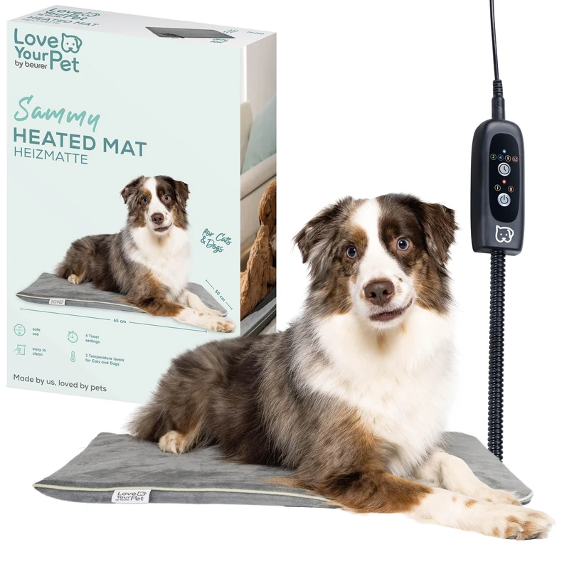 Beurer Love Your Pet Heated Mat Size L Sammy for Dogs and Cats with Timer, Large, XXL Electric Pad Washable at 30 °C, Scratch and Water Resistant, 65 x 50 cm