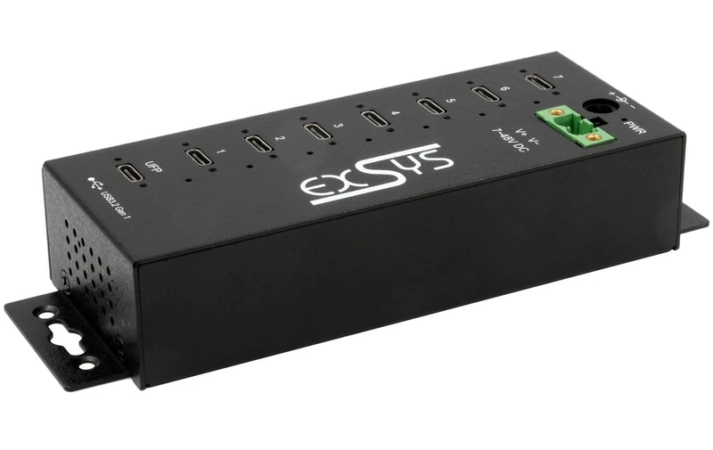 EXSYS EX-1537HMVS USB-C 3.2 Gen 1 7 Port Managed Metal Hub with Surge Protection 15KV EDS