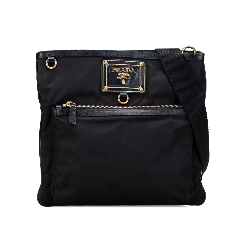 Prada Pre-Loved Saffiano Trimmed Tessuto Snap Crossbody Bag