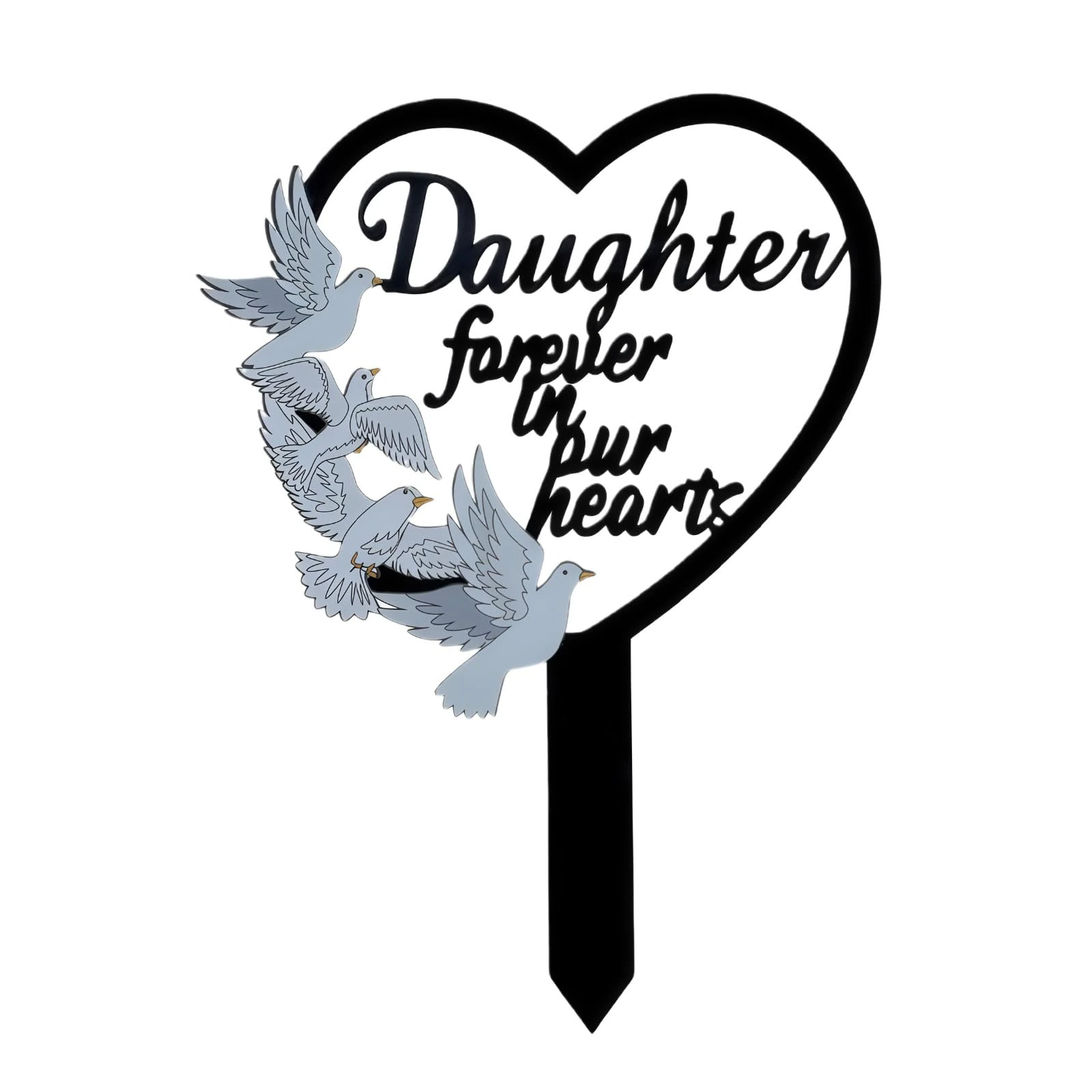 Metal Daughter Memorial Stake Grave Dove Decorations for Cemetery Gravesite Sympathy Markers Waterproof Memorial Gifts for Loss of Daughter Tombstones Plaque Outdoors Lawn Yard Decor (Daughter)