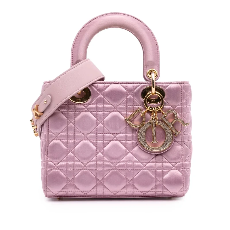Dior Pre-Loved Small Satin Cannage Swarovski Lady Handbag