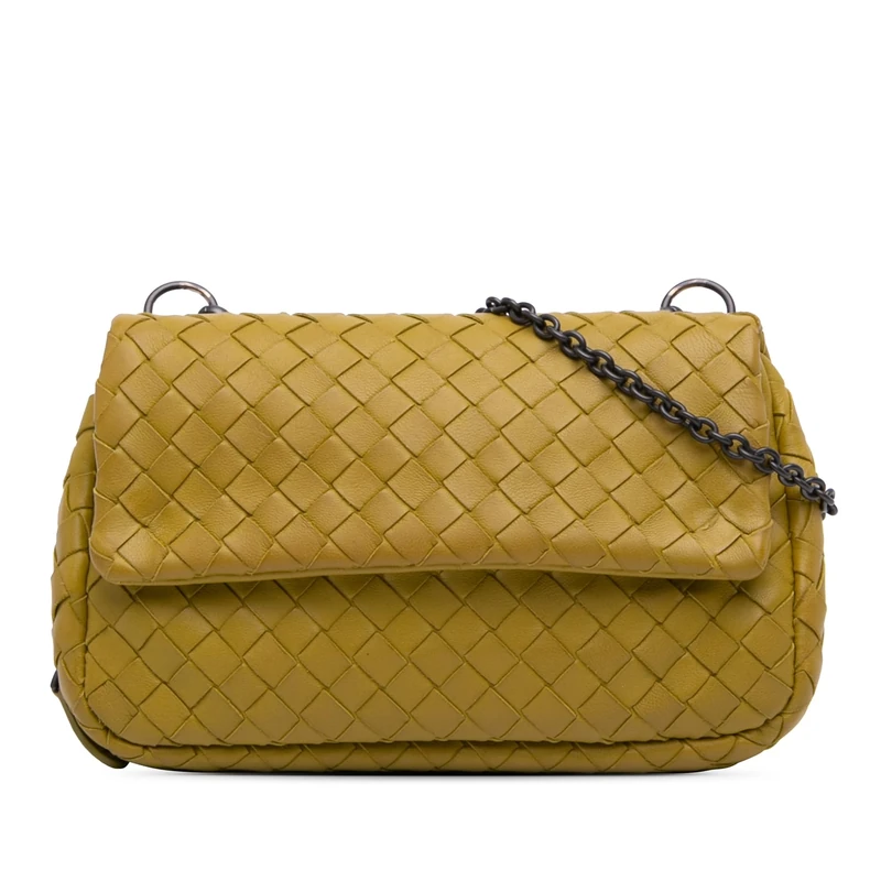 Bottega Veneta Pre-Loved Mini Nappa Intrecciato Expandable Chain Flap Crossbody Bag