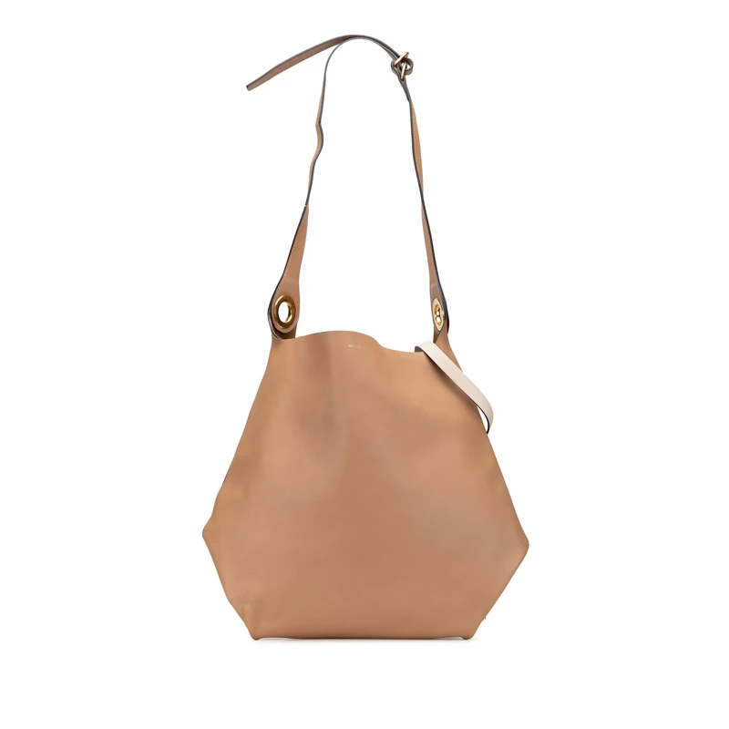 BURBERRY Pre-Loved Bicolor Calfskin Grommet Hobo Handbag