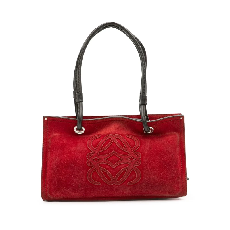 LOEWE Pre-Loved Anagram Suede Shoulder Bag