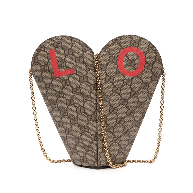 Gucci Pre-Loved Valentines Day GG Supreme Love Heart Bag Crossbody