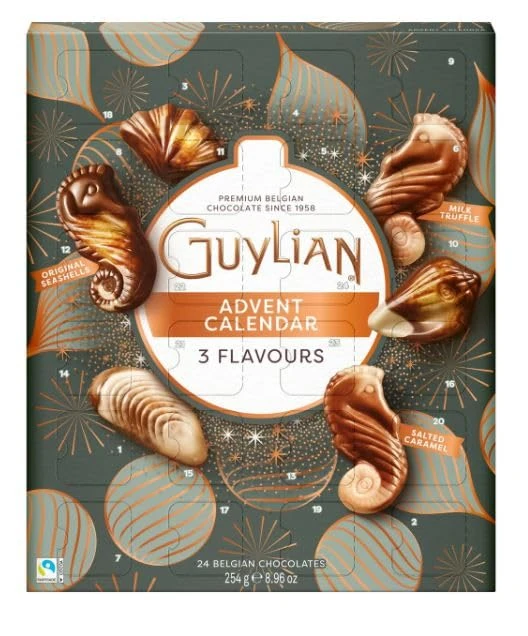 Guylian Advent Calendar 254G. Countdown to Christmas with 24 delicious praline chocolates for each day. Festive countdown, stocking filler, secret santa.Pure Luxury