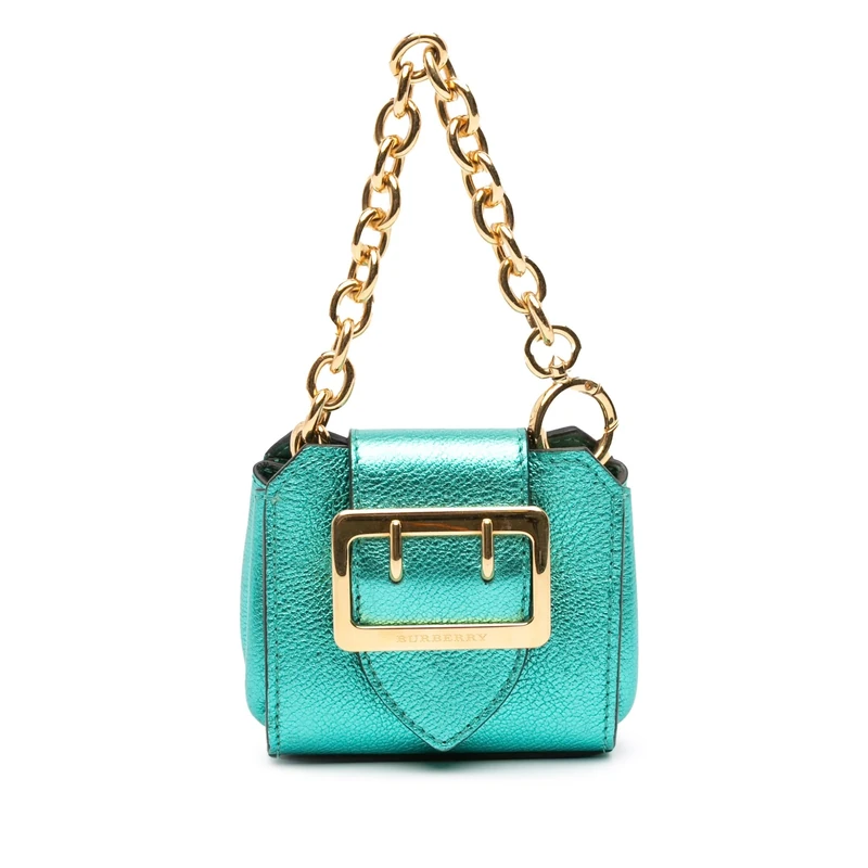 BURBERRY Pre-Loved Mini Metallic Calfskin Buckle Charm Handbag