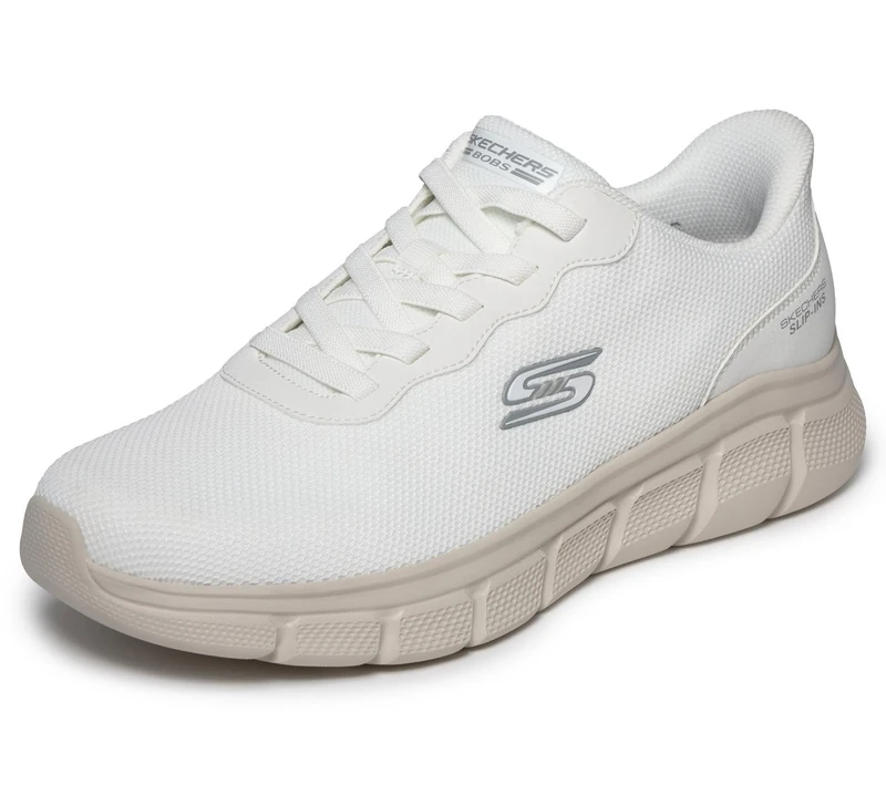 Skechers Men's Bobs B Flex Glacial Edge Trainer, White, 9.5 UK